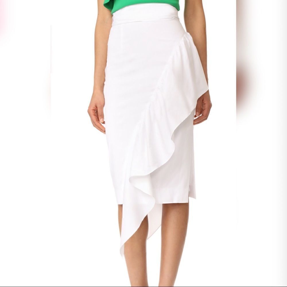 Milly cascade tie midi skirt in white size 0